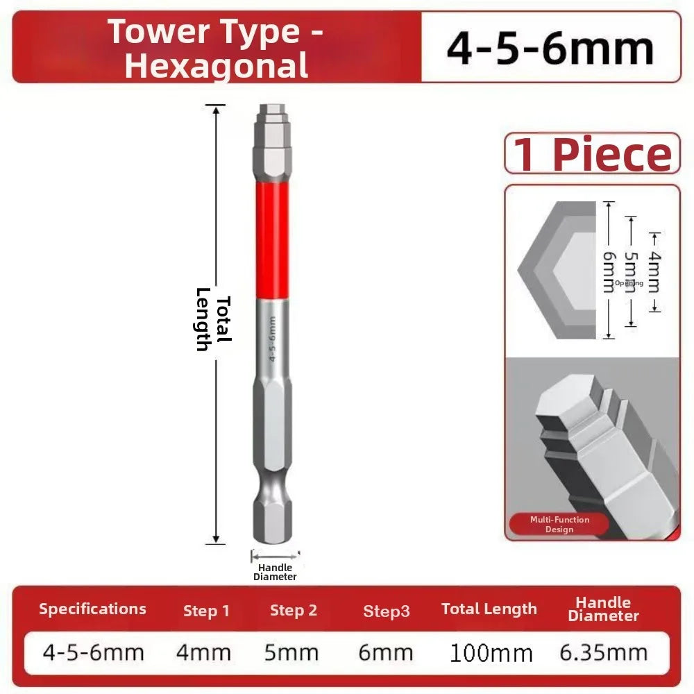 HRC60 Alloy Steel Hex Screwdriver Bit Set – 6.35mm Shank