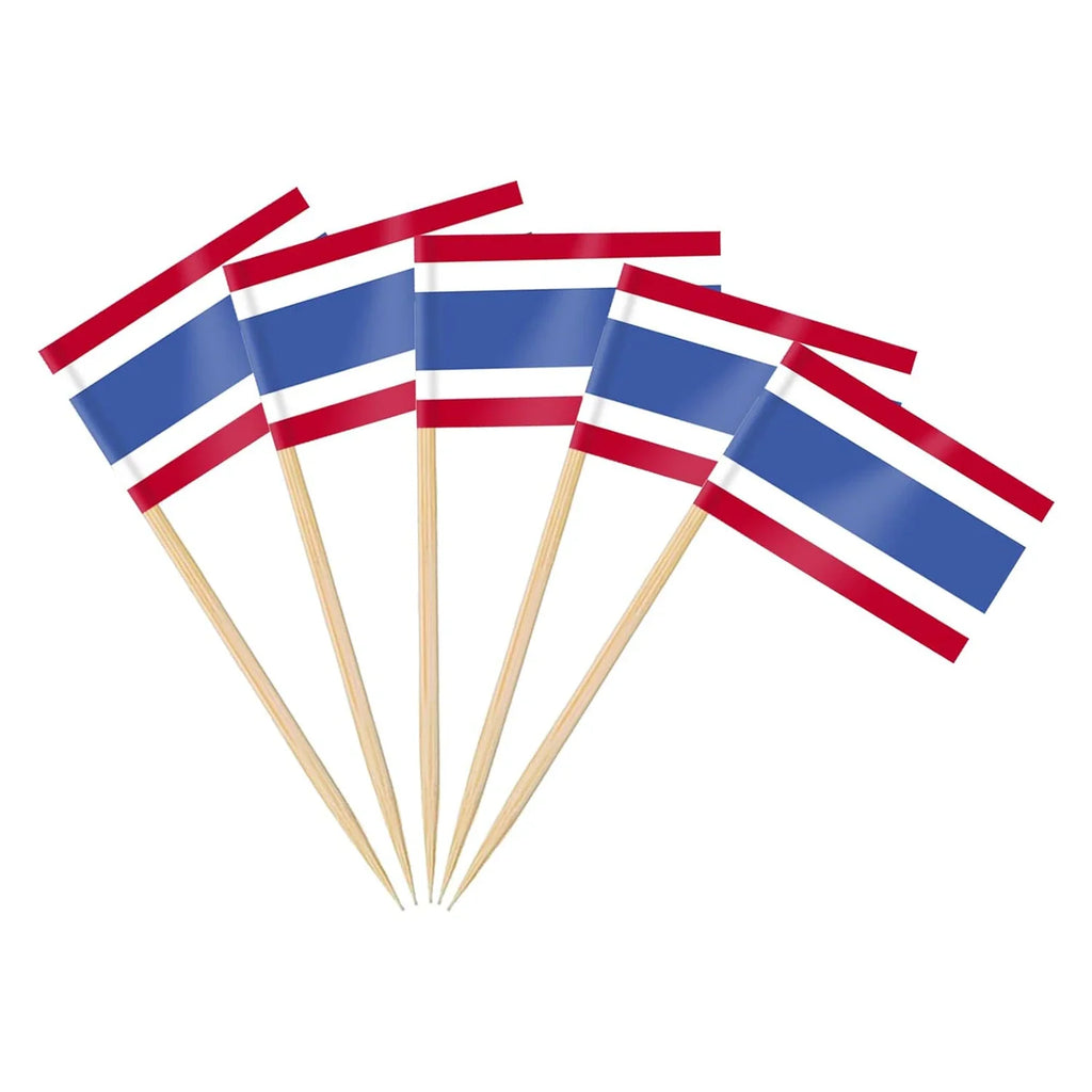 Thailand Flag Toothpick Picks 100 Pcs – Double-Sided Party Flags