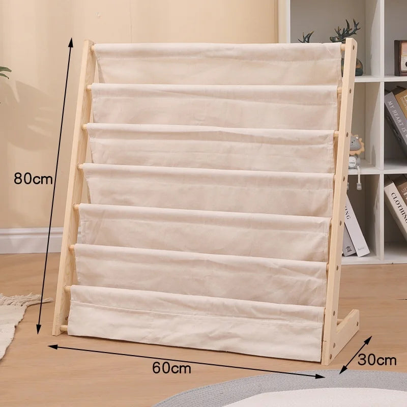Solid Wood Floor-to-Ceiling Bookshelf – Kids Multi-Layer Rack