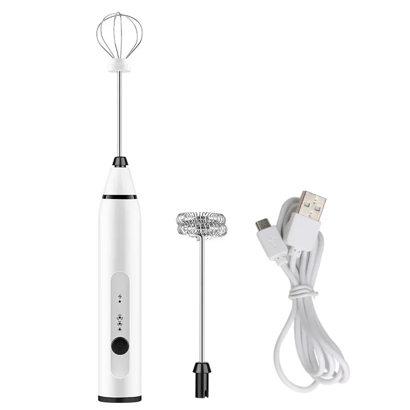 USB Rechargeable Handheld Milk Frother – 3 Speed Electric Whisk