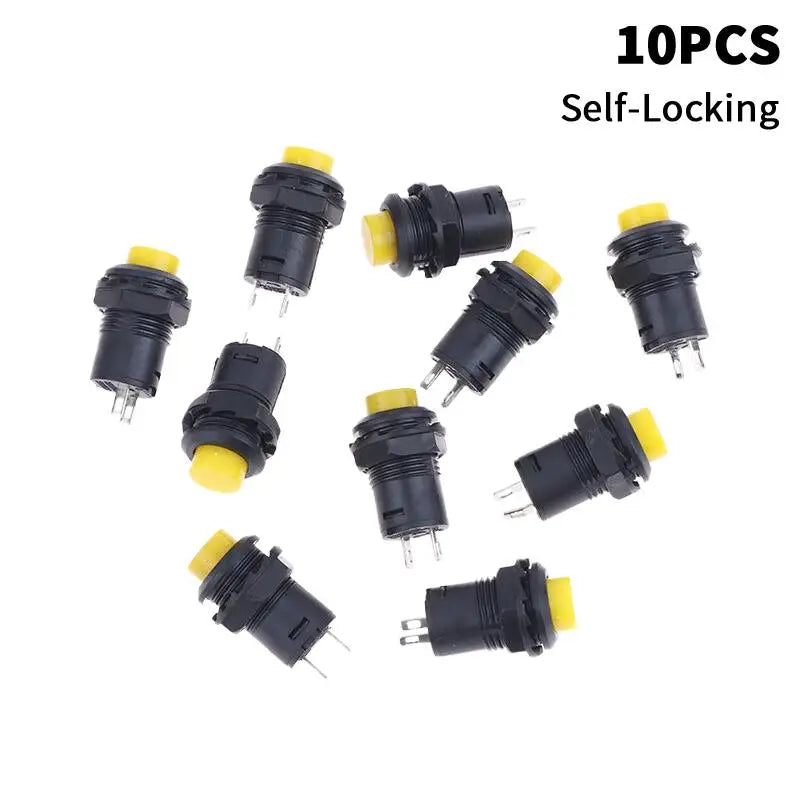 12mm Pushbutton Switches Self-Lock & Momentary OFF-ON – 10 Pack
