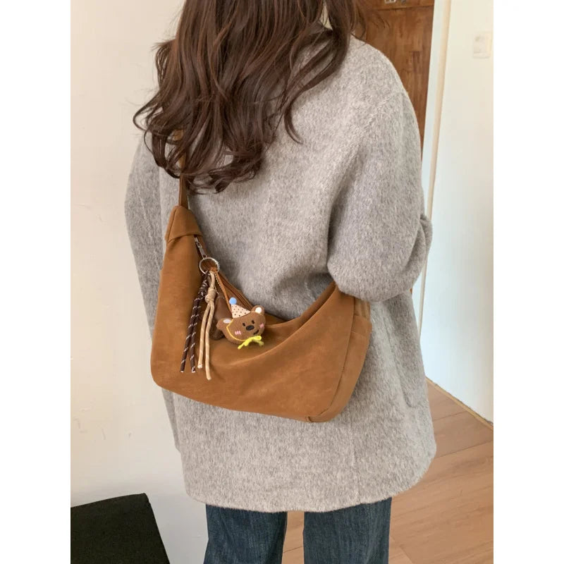 Vintage Suede Hobo Bag Women – Large Capacity Work Tote