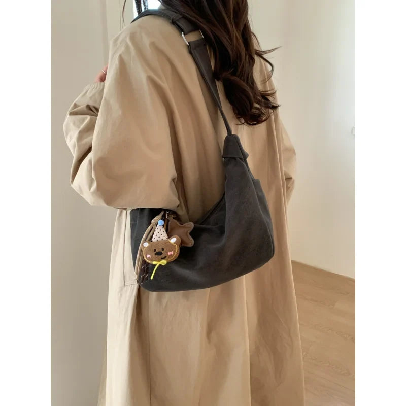 Vintage Suede Hobo Bag Women – Large Capacity Work Tote