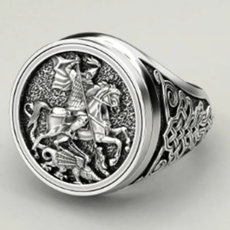 Vintage Zinc Alloy Ring – Snowflake, Rune & Compass Patterns