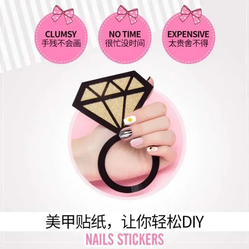 3D Cartoon Nail Decals – 3pcs Colorful Mixed Pattern Nail Stickers