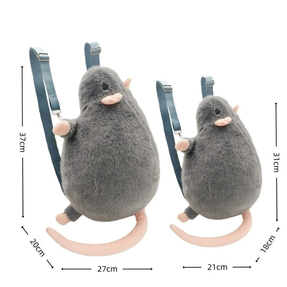 Cartoon Mouse Plush Backpack – Cute Stuffed Rat Doll Bag