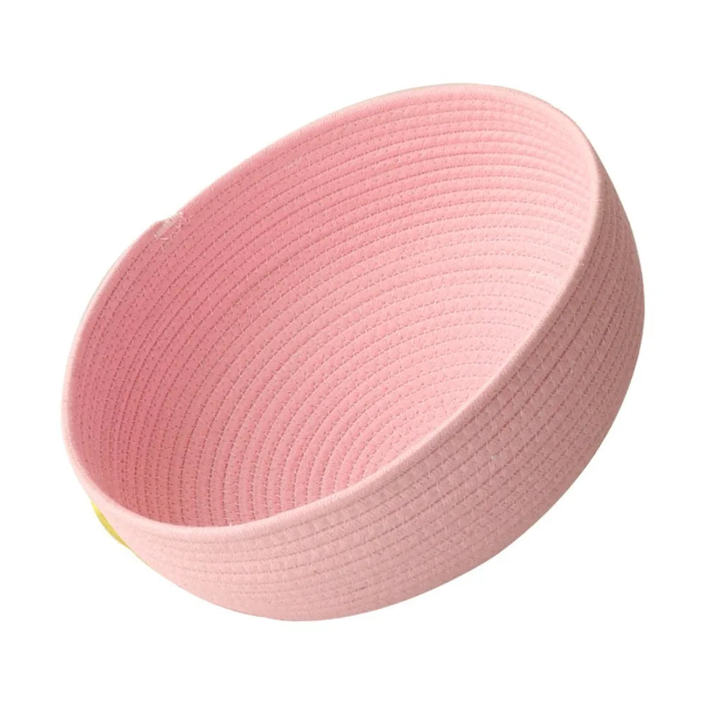 Washable Cotton Rope Round Cat Bed with Climbing Frame