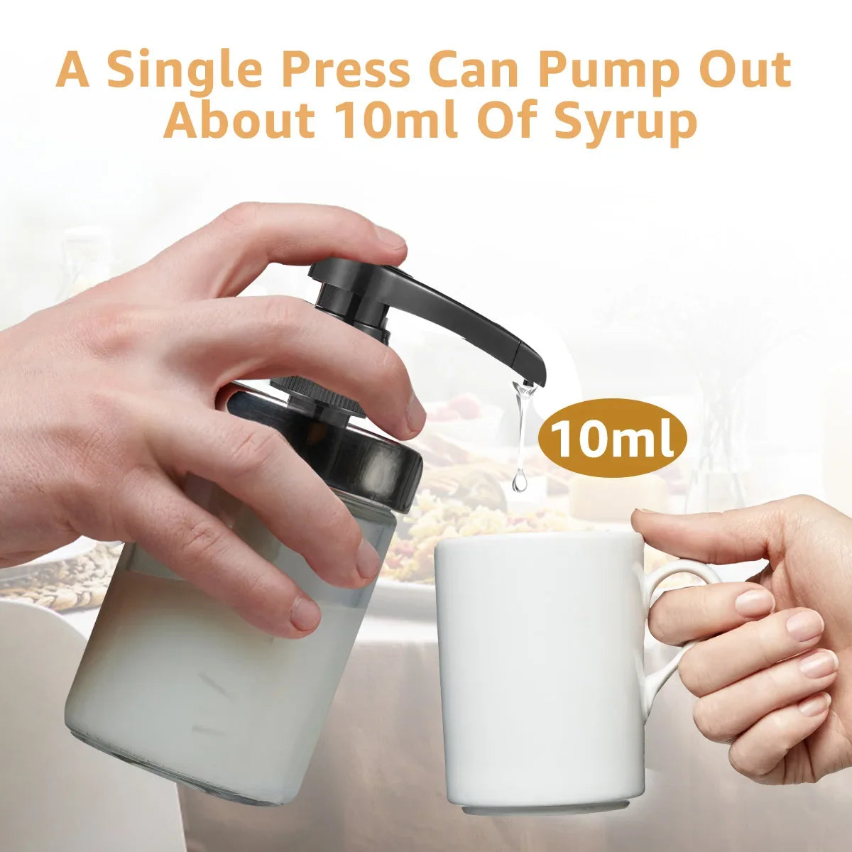 6-Pack Coffee Syrup Pump Dispenser – Gold & Black, 750ml Fit