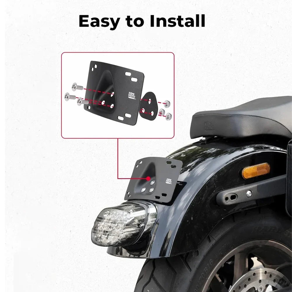 Motorcycle Curved Laydown License Plate Bracket | Softail Dyna