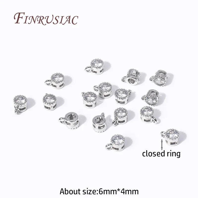 18K Gold Plated Zircon Round Charm Pendants | DIY Jewelry