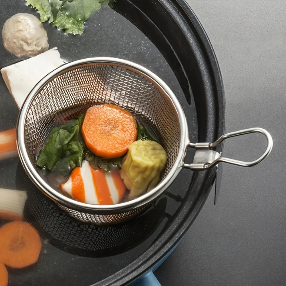 32cm Stainless Steel Hot Pot Divider & Strainer Basket Set