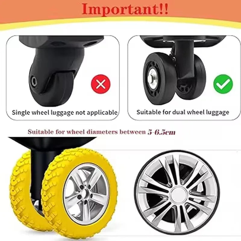 8-Piece Silicone Luggage Wheel Covers – Quiet Caster Protectors