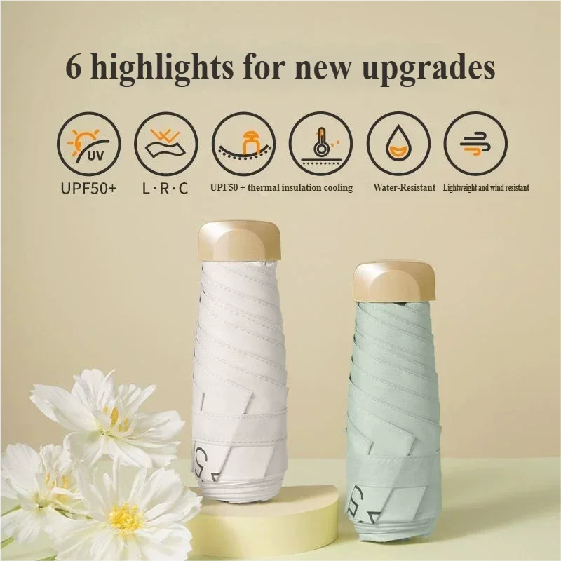 Mini 5-Fold Pocket Umbrella UPF50+ UV Protection Windproof