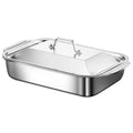 Stainless Steel Deep BBQ Baking Pan with Lid | Camping & Home