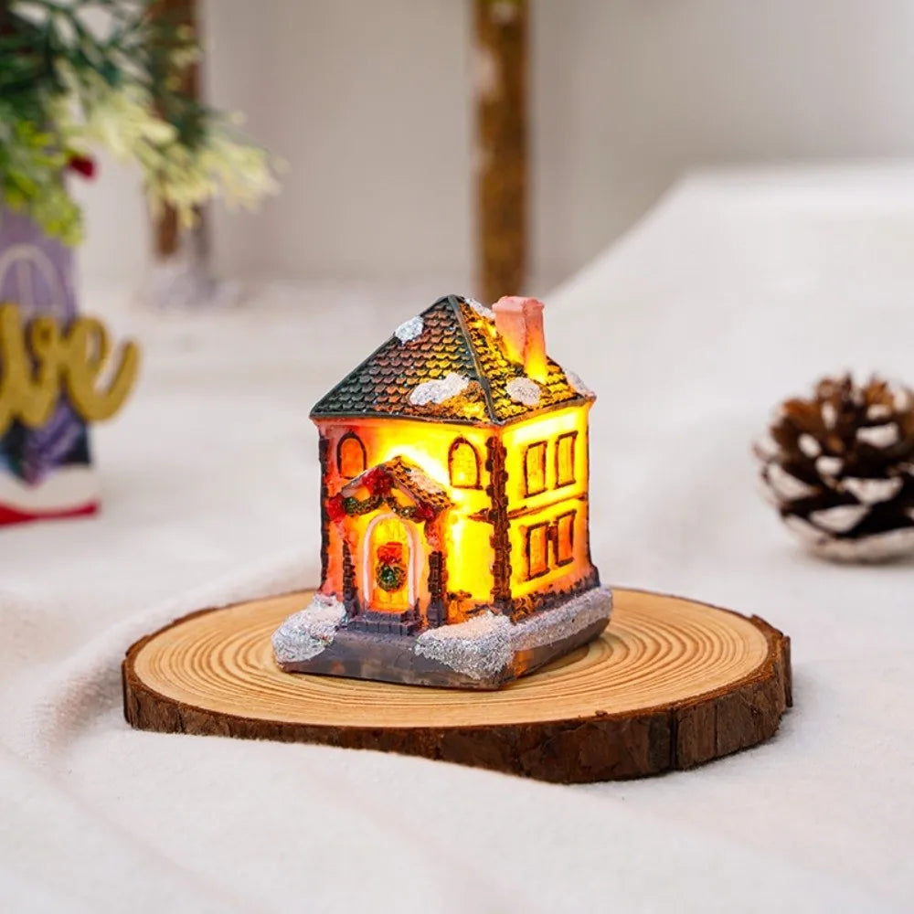 LED Christmas Village Miniature Light House Resin Ornament