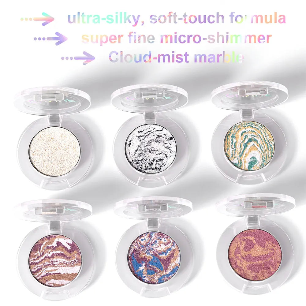 DUNUF Marbled Baked Highlighter Palette – Shimmer Contour Powder