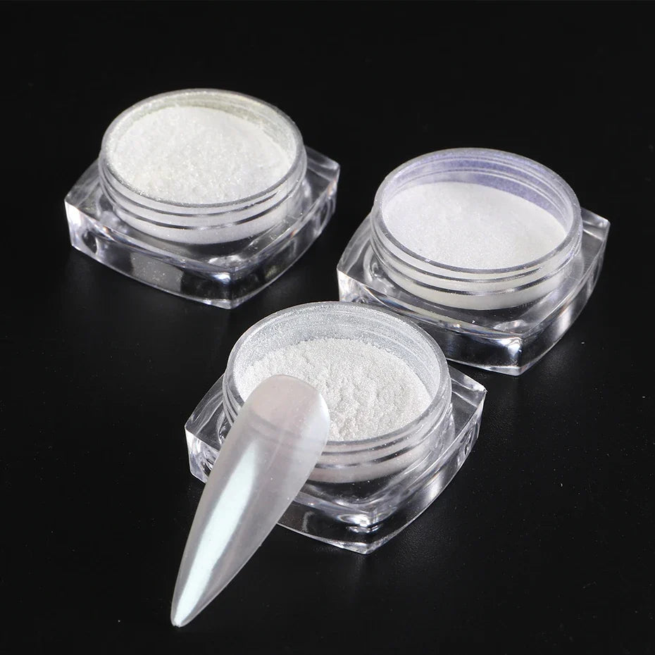 Aurora Chrome Nail Powder – Pearl White Mirror Pigment | Full Beauty