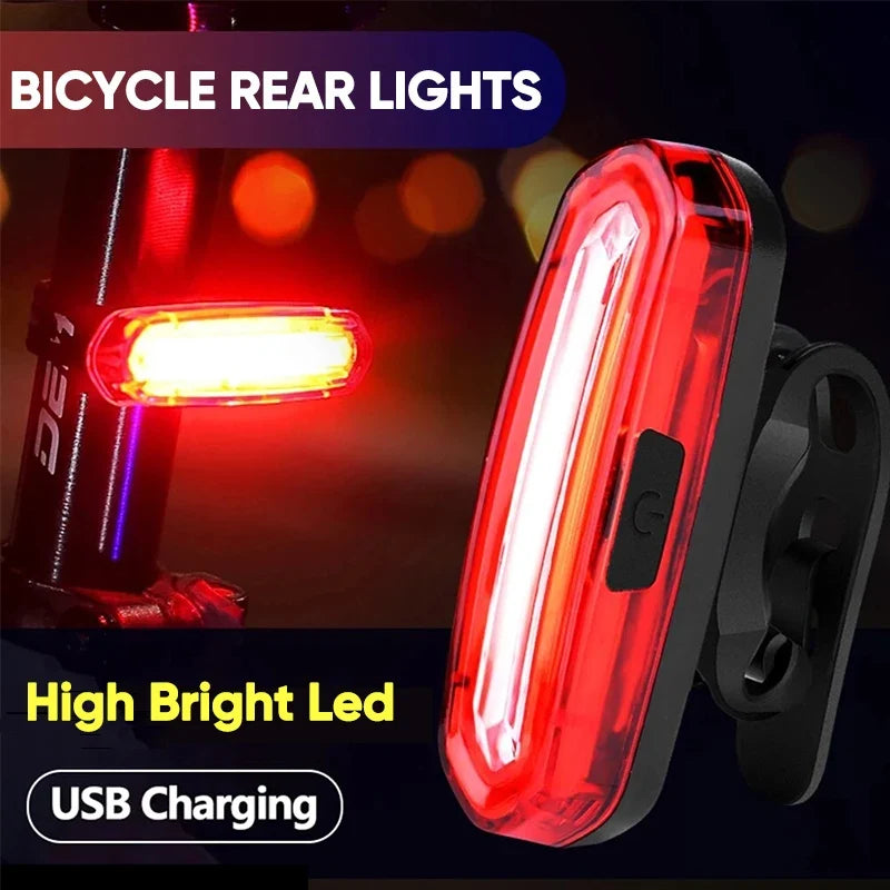 COB LED Bike Rear Tail Light – 6 Modes USB Rechargeable MTB