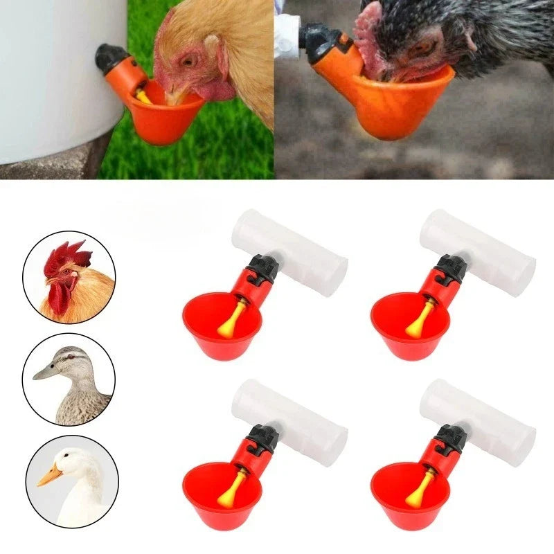 2Pcs Automatic Poultry Drinker Bowl Cups with Nipple Valve