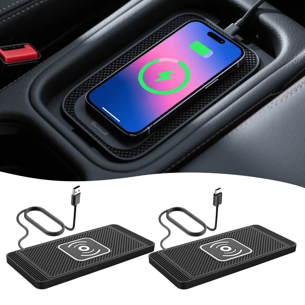15W Car Wireless Charging Pad – Auto-Sensing Non-Slip Mat