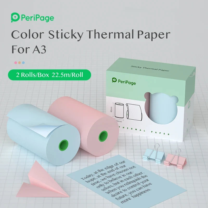 Peripage 80x50mm Thermal Paper 2-Pack – 10-Year Print Life