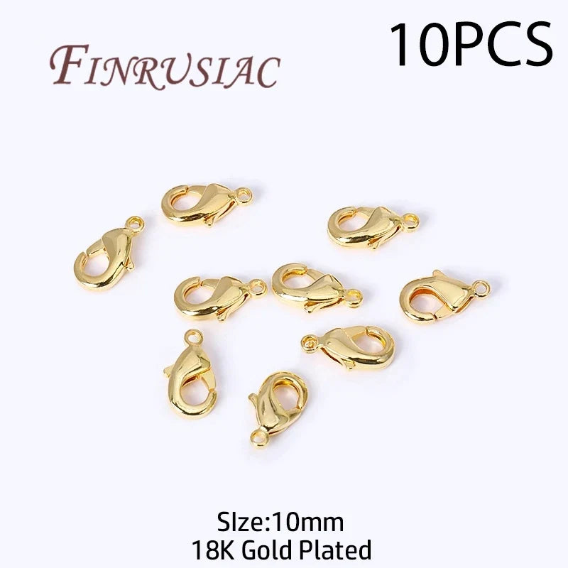 18K Gold Plated Crimp Beads, End Caps & Lobster Clasps