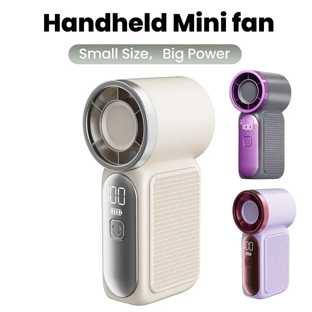 Mini Turbo Handheld Fan | 5 Speeds, Foldable, Type-C USB