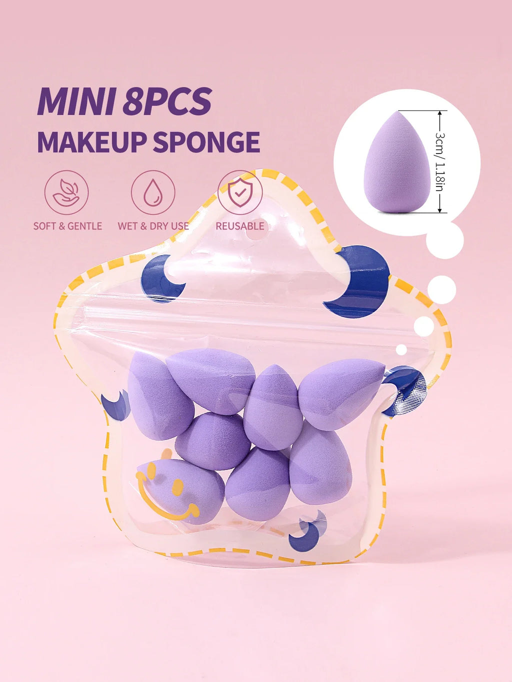 8-Piece Mini Makeup Sponge Set – Blush, Contour & Foundation