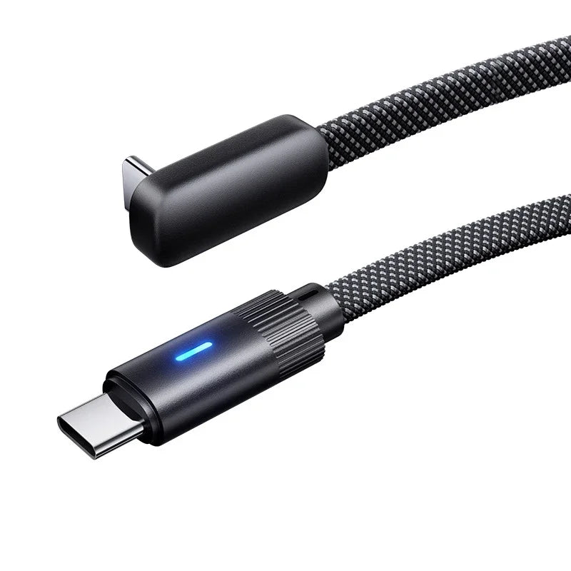 90° Dual USB-C Fast Charging Cable | 6A Flat Braided iPhone & Android