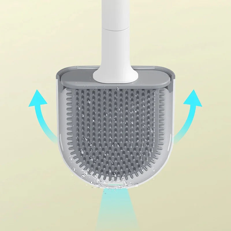 Silicone Wall-Mounted Long-Handle Toilet Brush | Eco-Friendly