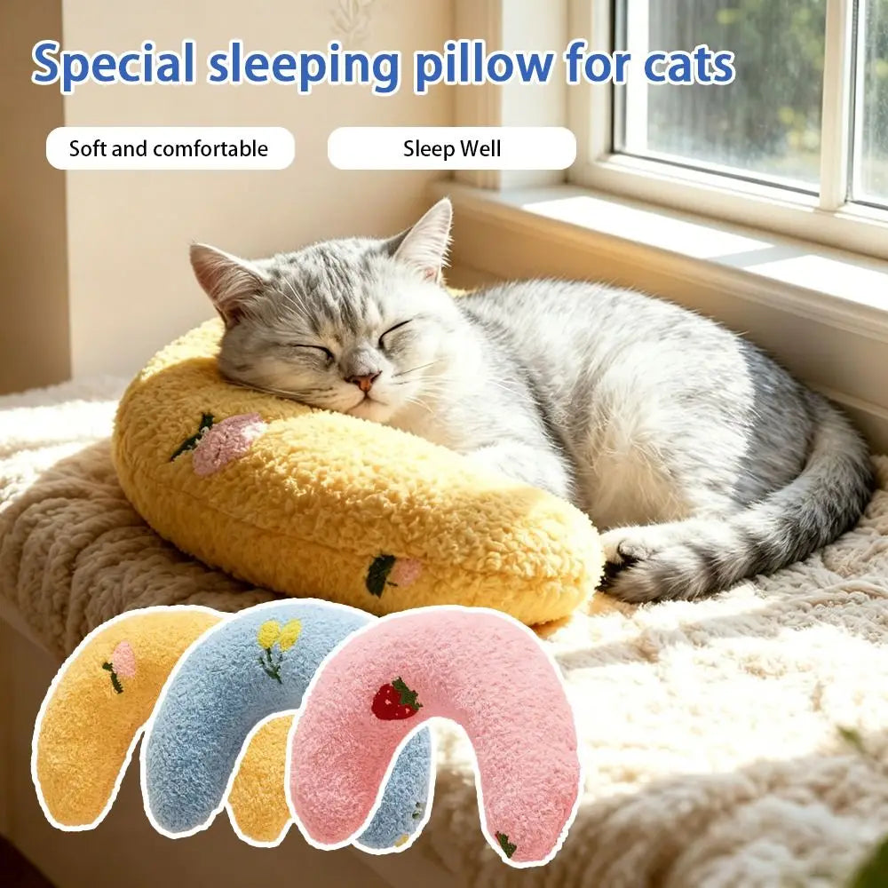 U-Shaped Plush Pet Pillow – Soft Sleeping Mat for Cats & Dogs