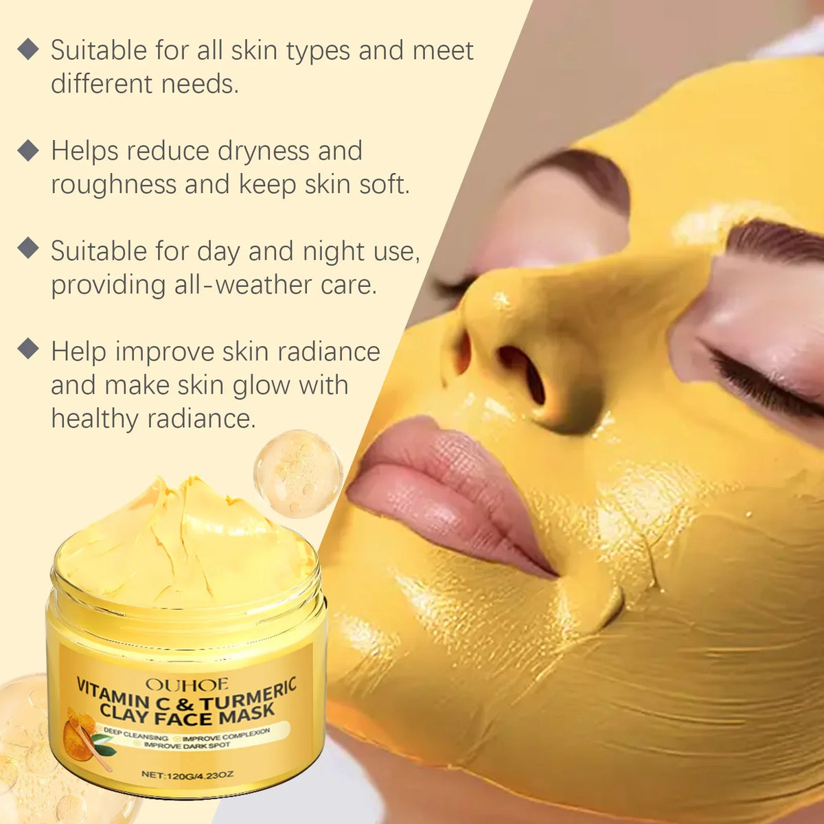 Turmeric Vitamin C Clay Face Mask – Brighten & Deep Cleanse