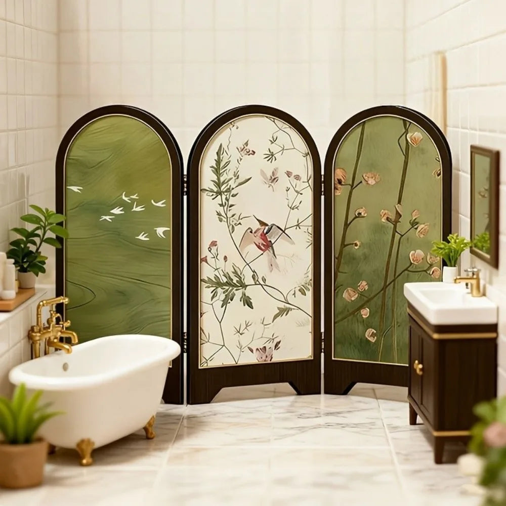 Miniature Folding Screen 1:12 Scale – Chinese Retro Dollhouse