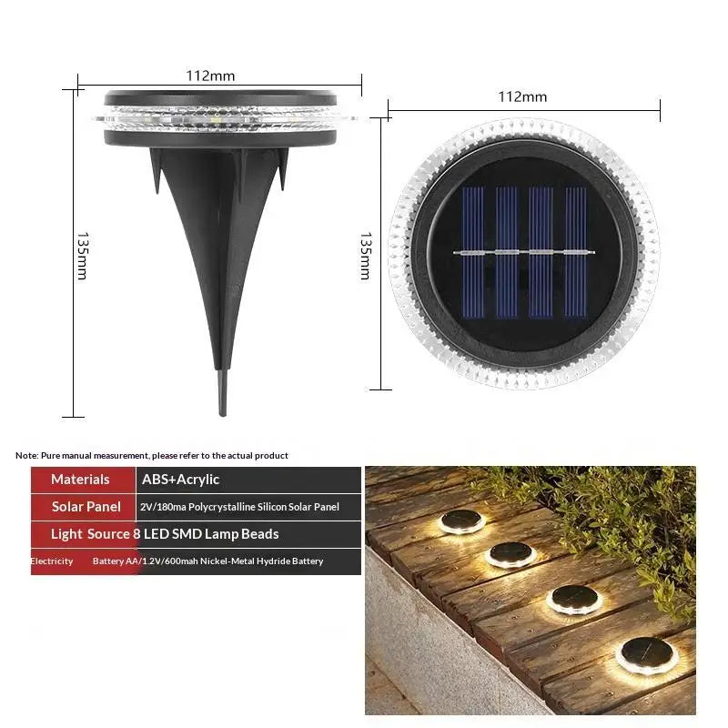 Solar Ground Light 8 LED Warm White IP65 Waterproof Garden Lamp