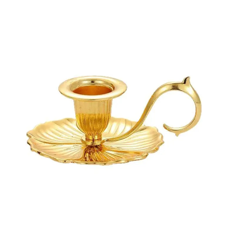 Retro Teacup Metal Chamberstick Candle Holder with Handle