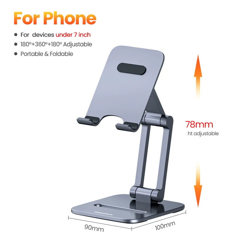 Rocoren Foldable Metal Phone & Tablet Desk Stand – Universal