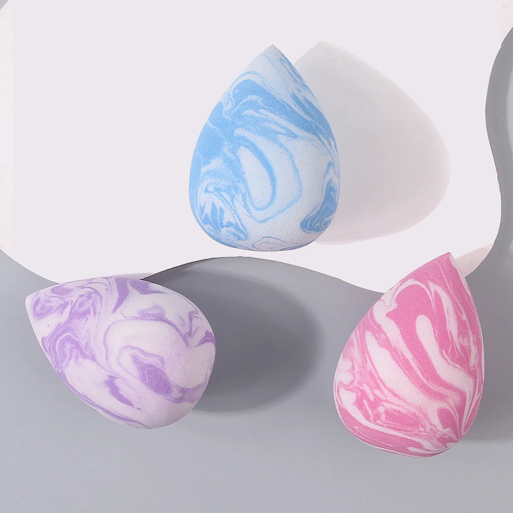 3-Pack Marble Makeup Sponge Eggs – Wet & Dry Foundation Puffs