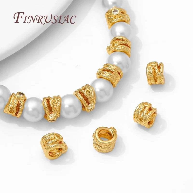 18K Gold Plated Zircon Spacer Beads – Large Hole for Bracelets