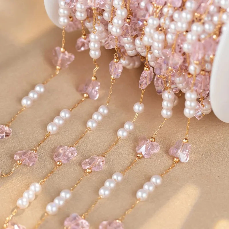 Golden Crystal Beaded Chain for DIY Necklace & Bracelet – Nixie
