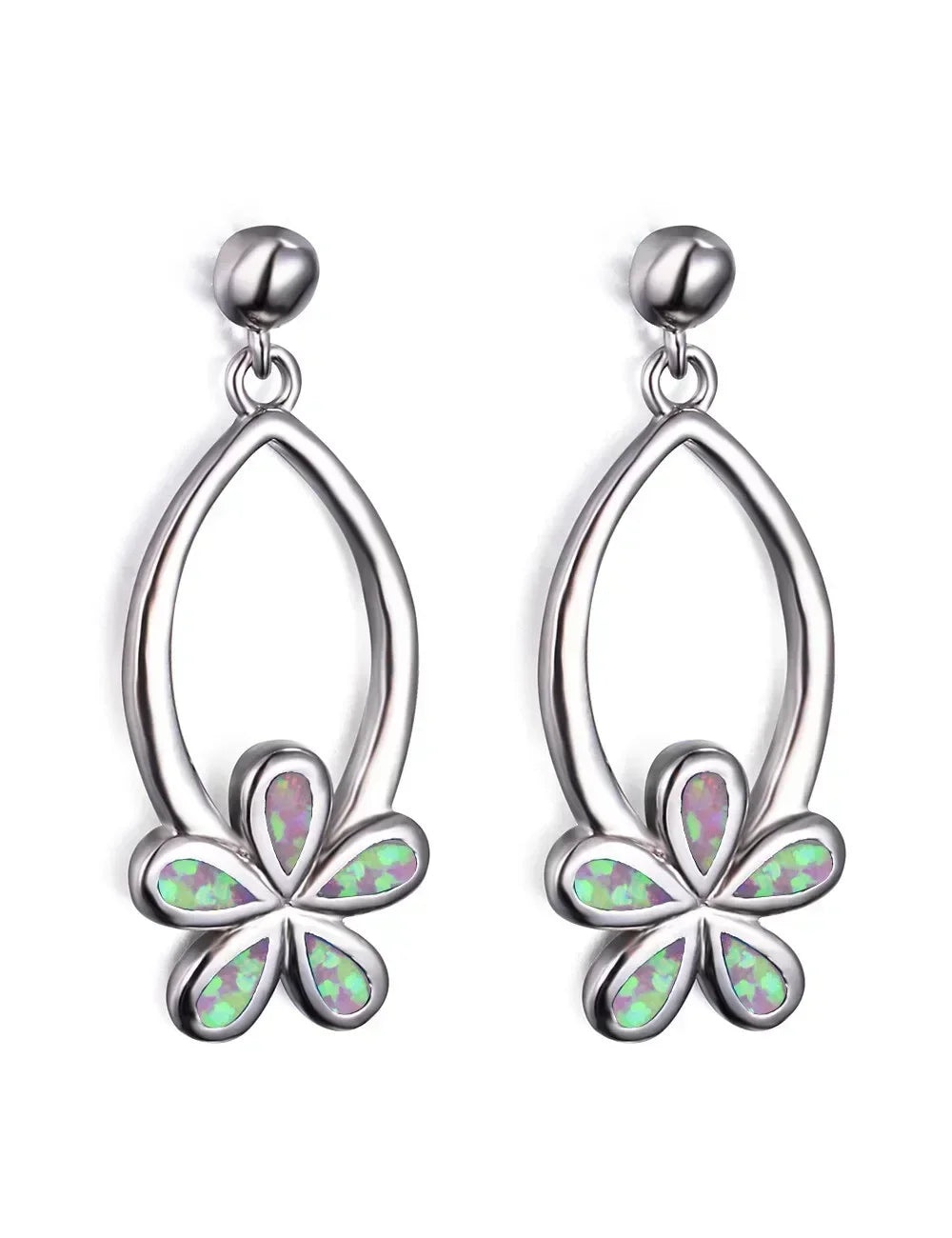 White Simulated Opal Heart Drop Earrings | Zinc Alloy Fashion
