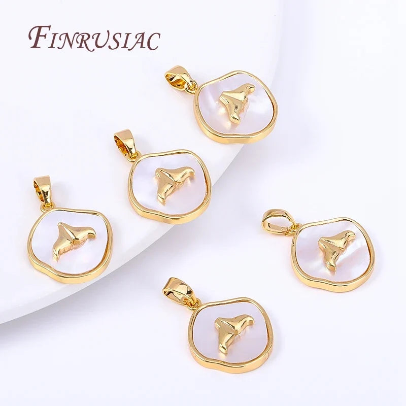 Natural Shell Fishtail Gold-Plated Pendant Charm – DIY Jewelry