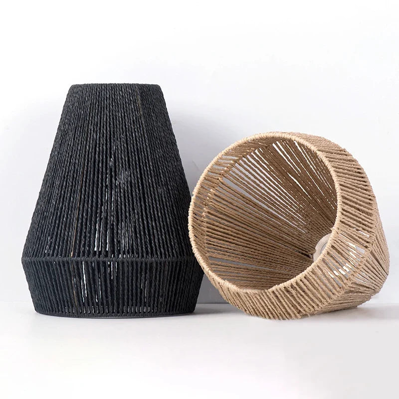 Handwoven Rattan Pendant Light Shade | Farmhouse Basket Lamp