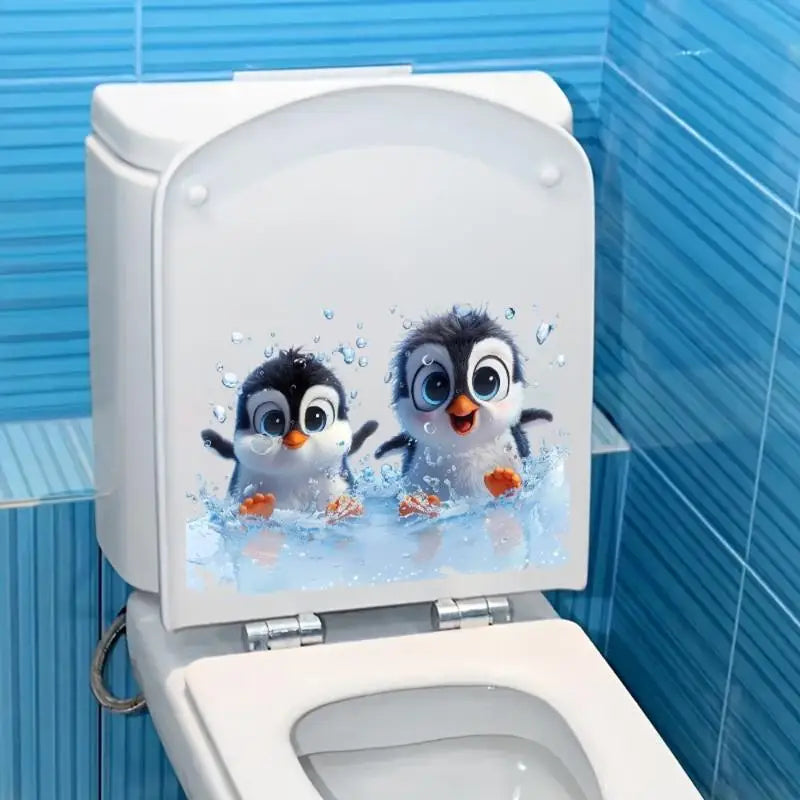 Penguin Toilet Lid Sticker – Waterproof Self-Adhesive PVC Decal
