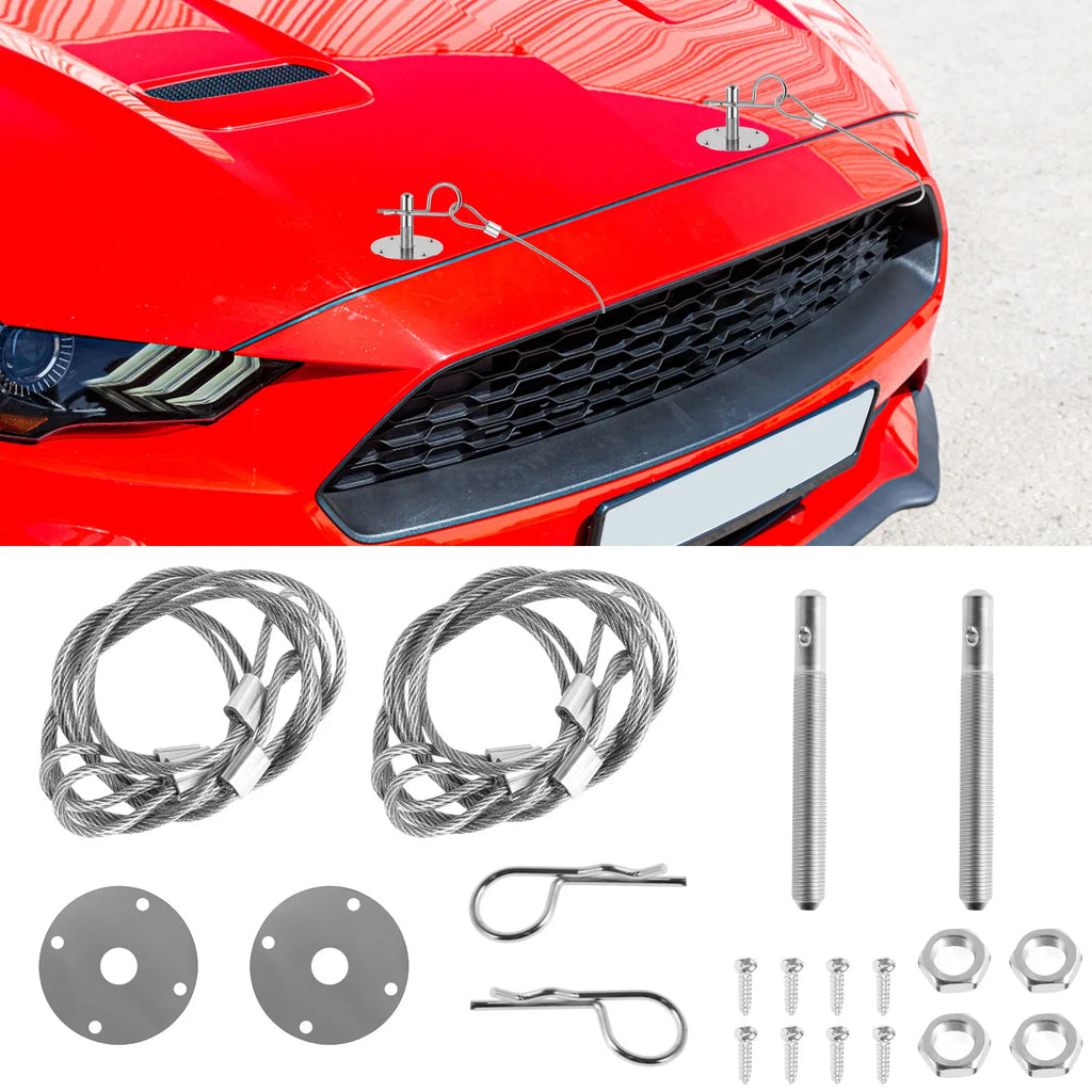 Stainless Steel Hood Pin Plate Lock Kit – Universal Racing Fit