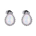 White Simulated Opal Drop Earrings – Trendy Dangle Studs