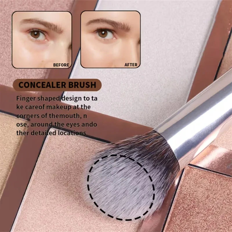 4/5Pcs Makeup Brush Set – Blush, Foundation & Highlighter