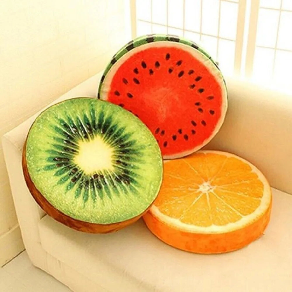 Round Fruit Slice Plush Pillow – Cute Sofa Seat Cushion Decor