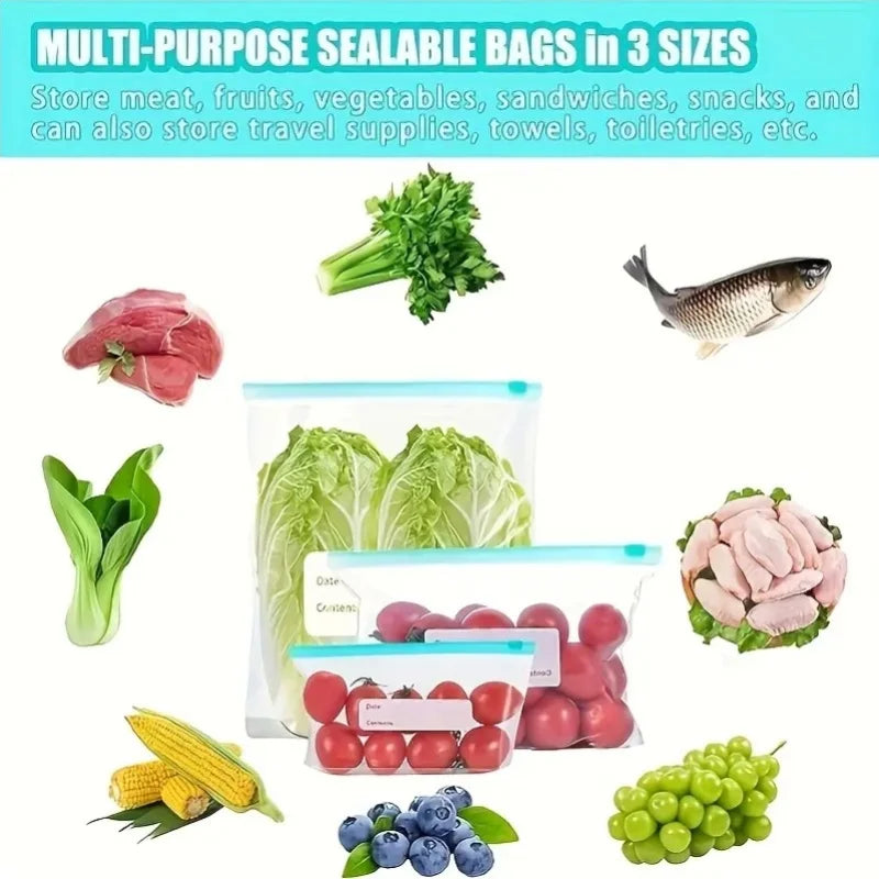24pcs Reusable Large Food Storage Bags – Freezer & Kitchen