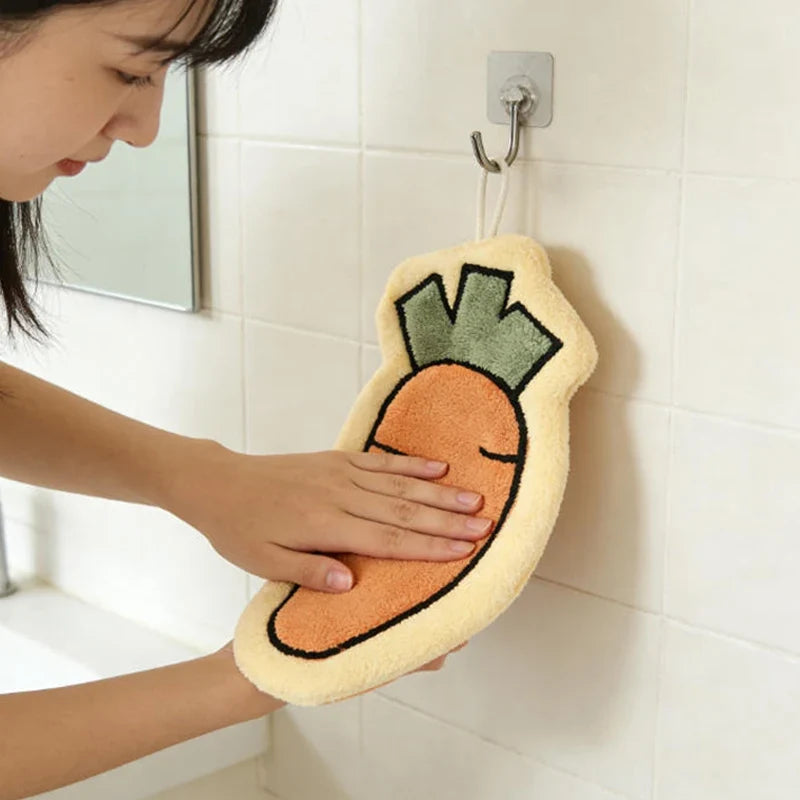 Vegetable Coral Fleece Hand Towels – Quick-Dry Kitchen & Bath