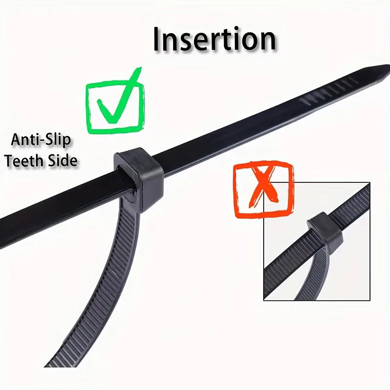 250pcs 8MM Heavy Duty Black Nylon Cable Zip Ties – Water Resistant